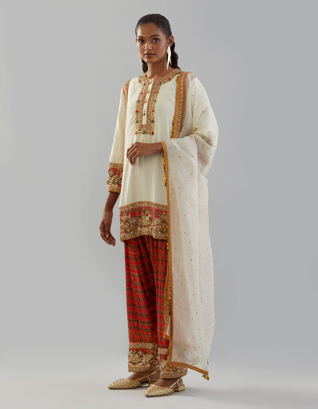 Ivory Sapna Kurta with Palazzo & Dupatta