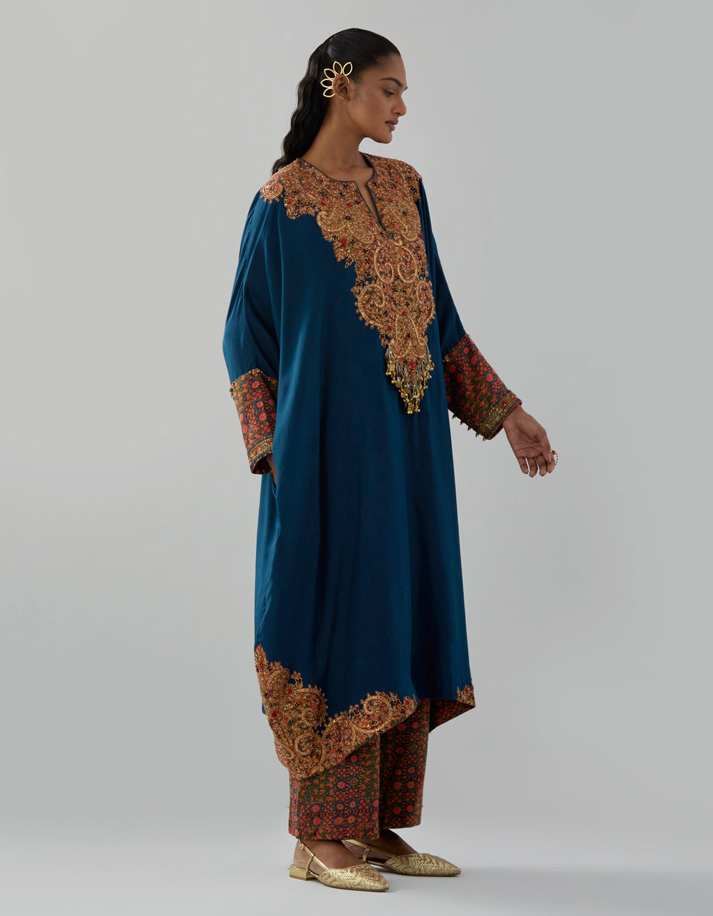 Navy Laila Kaftan with Straight Pants