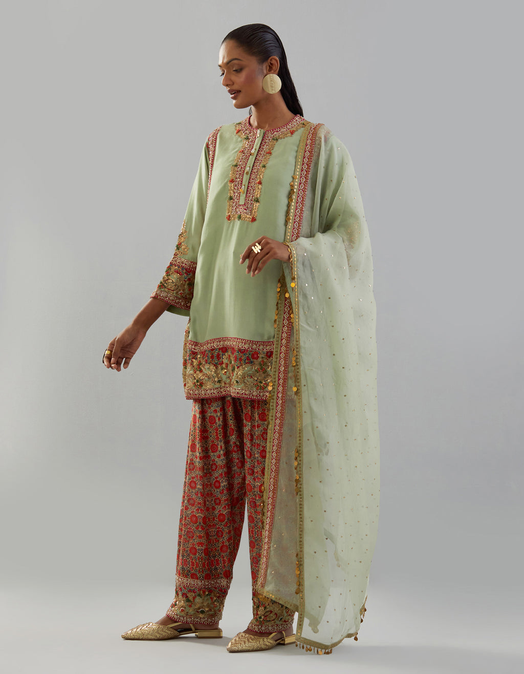 Pista Green Sapna Kurta with Palazzo & Dupatta