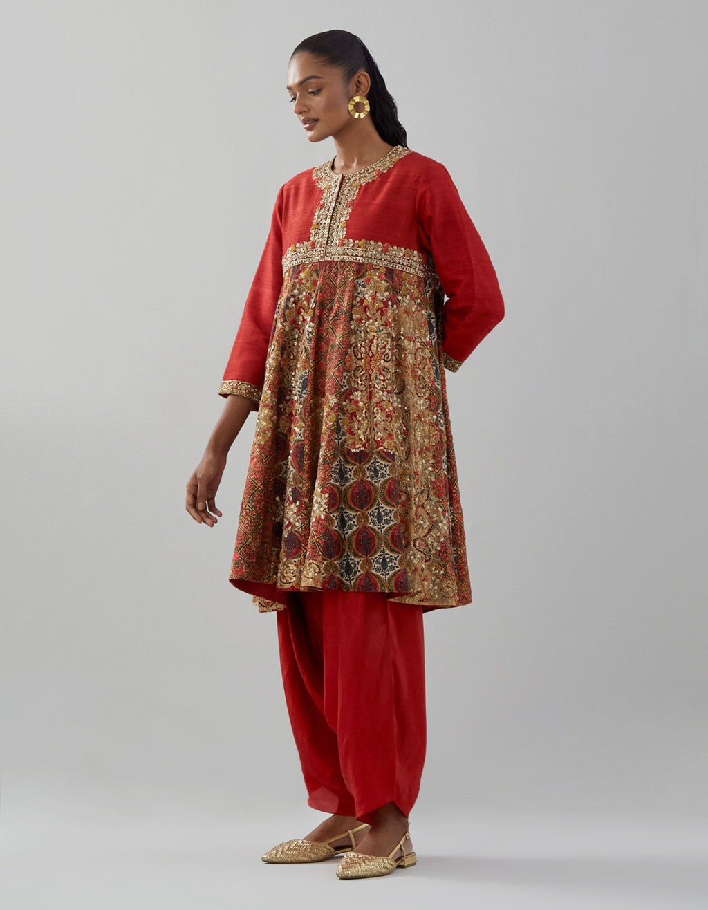 Maroon Farhana Kali Kurta Set