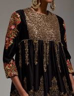 Black Short Kurta With Printed Shimmer Dhoti Pants