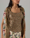 Ivory Printed Sharara Set with a Sequined Top and a Cape