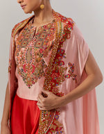 Pink Ali Top With Cape And Mirror Belt Flair Pant
