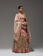 Powder Pink Satranj Boho Lehenga With Blouse And Dupatta