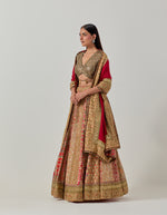Red Uzbek Lehenga Set