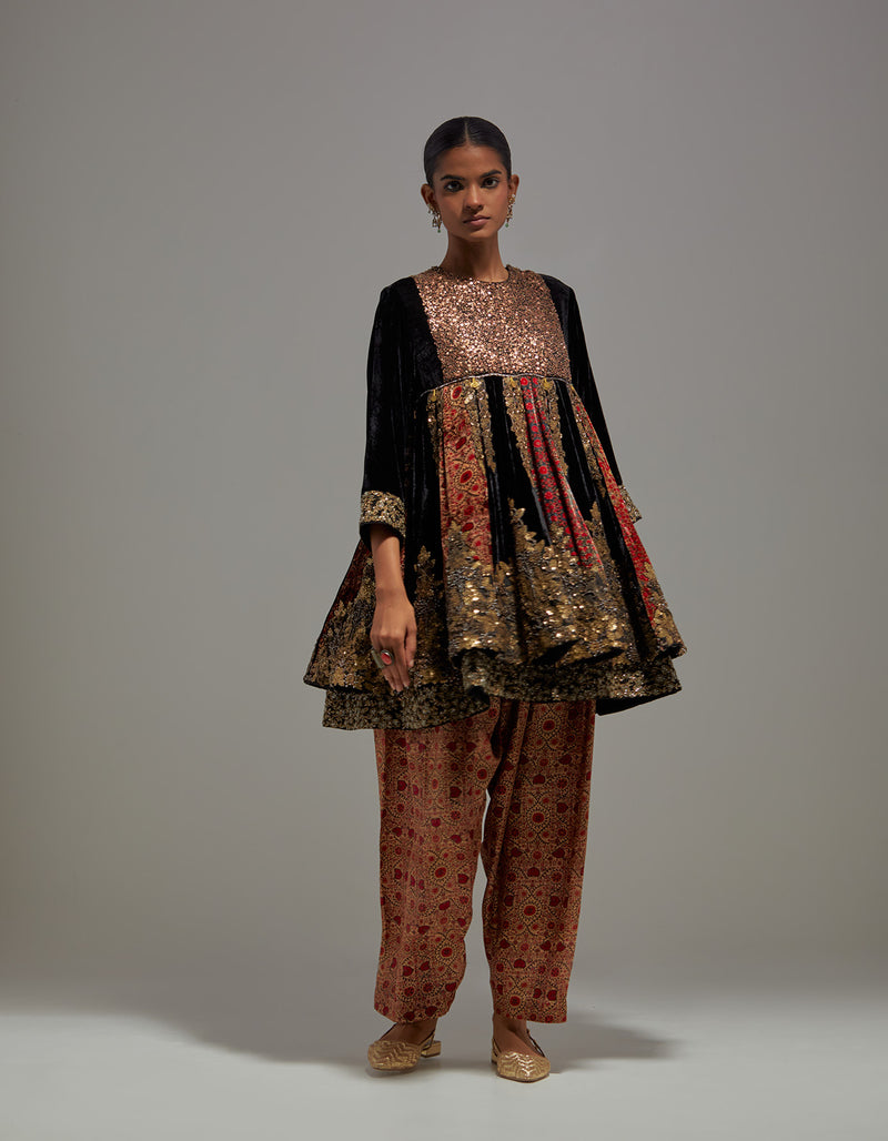 Black Aliya Kali Kurta