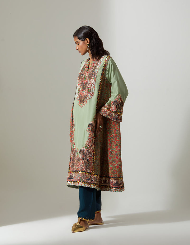 Ambi Choga Set in Pista Green