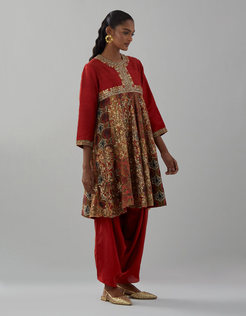 Maroon Farhana Kali Kurta Set