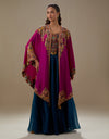 Magenta Navy Shakira Cape with Farshi Set