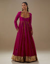 Magenta Tushina Short Jacket Anarkali Set