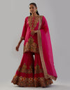 Magenta Gulrukh Scallop Tikri Sharara Set