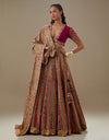 Red Faiza Stripe Gota Lehenga Set