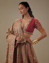 Red Faiza Stripe Gota Lehenga Set