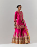 Magenta Organza Shaded Sharara Set