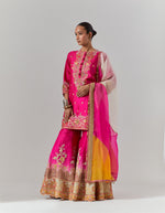 Magenta Organza Shaded Sharara Set