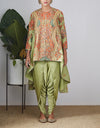Green Chanderi Embroidered Jacket Set