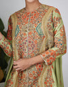 Green Chanderi Embroidered Jacket Set