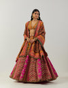 Mustard and Rani Jhorakha Lehenga With Blouse And Dupatta