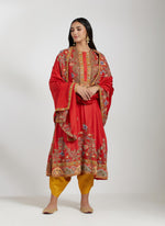 Red Kurta Set with Mustard Salwaar