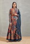 Blue Mugal Anar Bird Embroidert Mumbai Kalidar Set