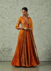 Orange Crinkled Anarkali Set