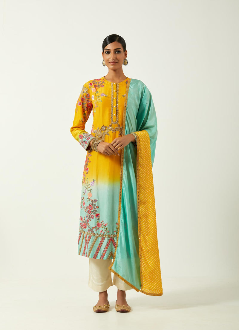 Mustard Feroza Silk Kurta Set