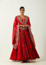 Red Chanderi Anarkali Set