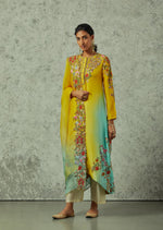 Mustard and Feroza Shaded Kurta with Palazzo Set