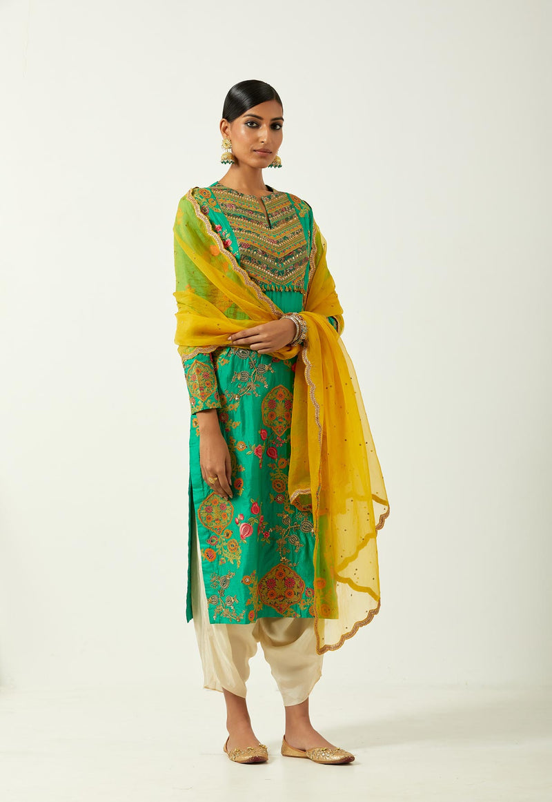 Meena Green Silk Kurta Set