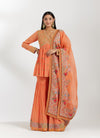 Coral Georgette Sharara Set