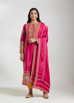 Magenta Embroidered Kurta with Mustard Dupatta and Salwar