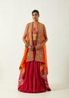 Orange Chanderi Jacket Set