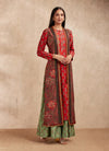 Brown Block Printed and Embroidered Jacket Set