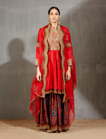 Red Peplum with a Sharara and a Cape