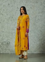 Mustard Silk Embroidered Kurta Set