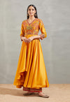 Yellow Mughal Embroidered Tunic Set