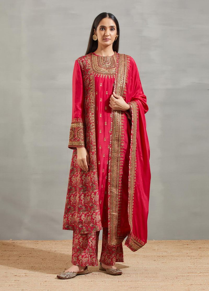 Magenta Copper Embroidery Salim Kurta Set