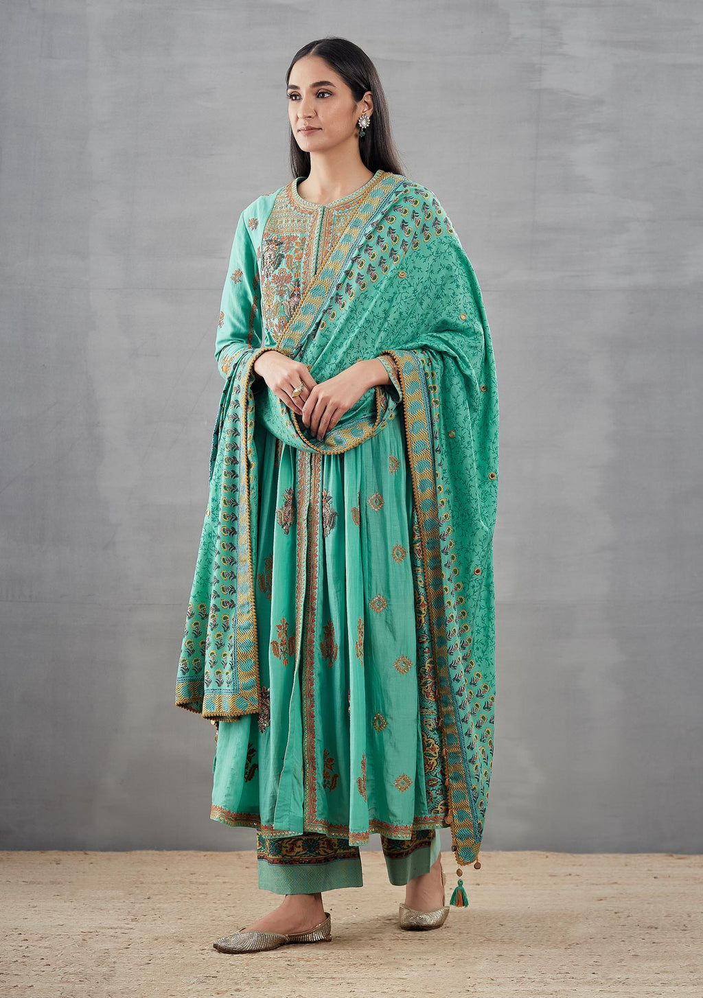 Silk Modi Kurta with Silk Dupatta and Pants
