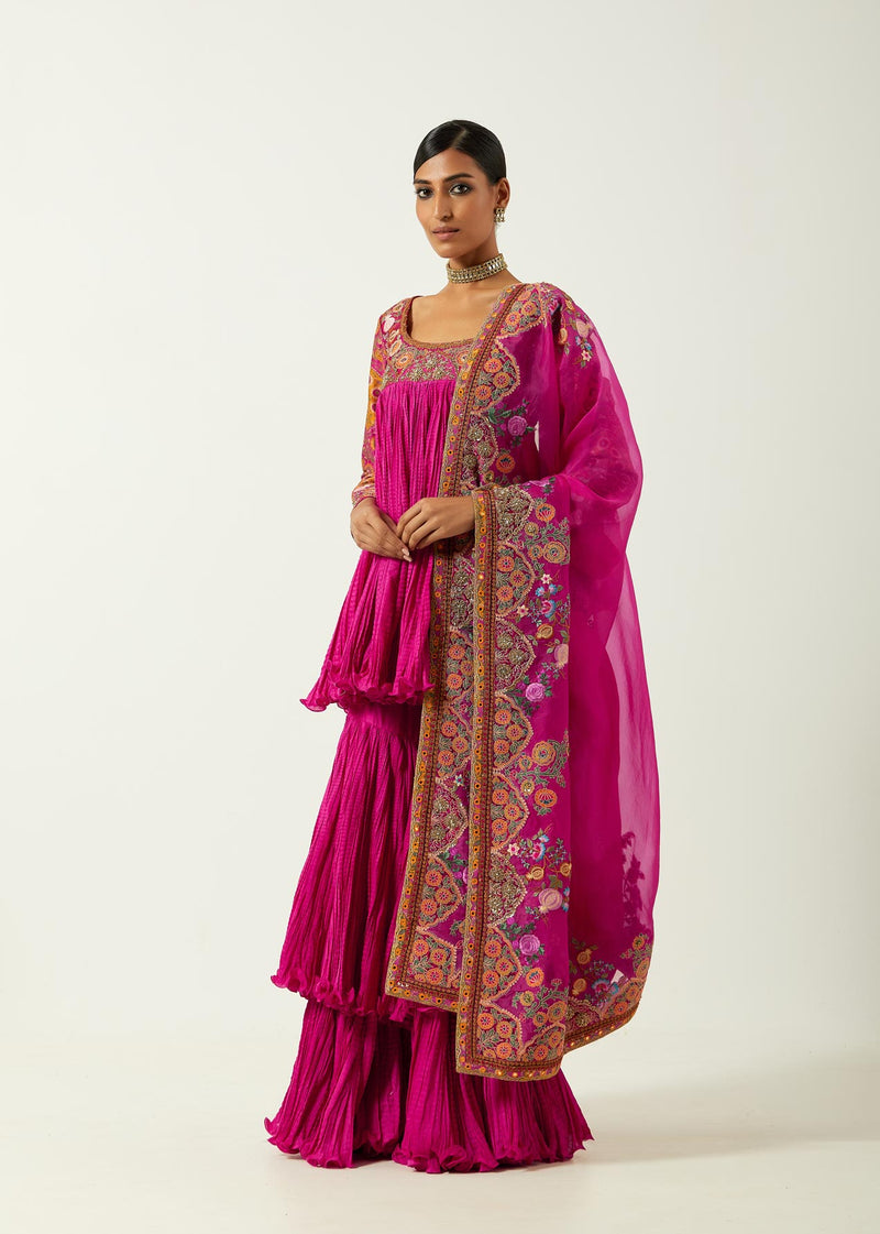 Magenta Chanderi Sharara Set