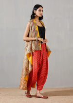 Dinkar High-Low With Black Top And Red Printed Pleat Salwar