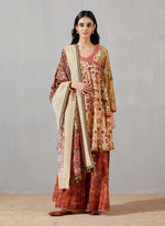 Nergis Angrakha Frock Dress With Orange Print Dupatta