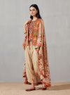 Nergis High-Low Jacket With Daimond Barfi Top And Silk Asma Flower Print Pleat Salwar
