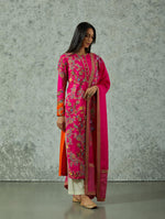 Rani Pink Silk Embroidered Kurta Set