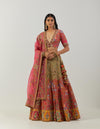 Firoza And Magenta Ombery Heavy Lehenga With Blouse And Dupatta