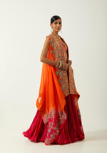 Orange Chanderi Jacket Set