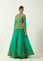 Meena Green Silk Skirt Set