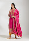 Magenta Embroidered Kurta with Mustard Dupatta and Salwar