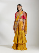 Yellow and Magenta Sharara Saree Set