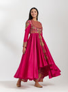 Magenta Chanderi Tunic With Plazzo