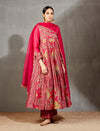 Magenta Kalidaar and Palazzo Set with Embroidery